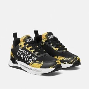 Versace Jeans Couture Dynamic Chain Sneakers Black and Gold Size 9